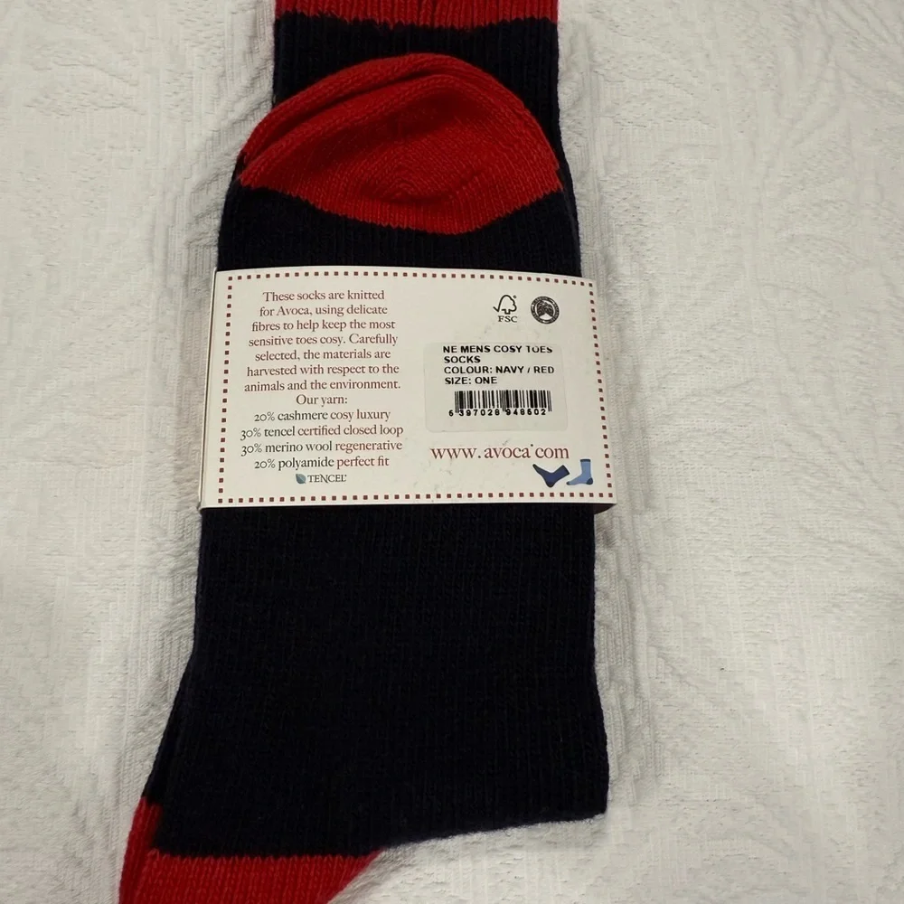 AVOCA Ireland Cosy Toes Men's Socks Cashmere Blend - Navy/Red